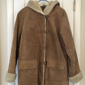Warm leather winter coat, size medium
